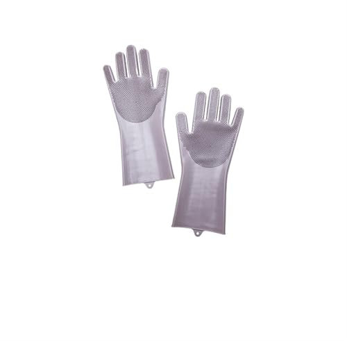 WENYOG Guante de Goma 1 par de Guantes de Silicona for Lavar Platos, Reutilizables, Esponja for Fregar Platos, Guantes de Limpieza con Cepillo, Herramientas de Cocina for Fregar(Grey)
