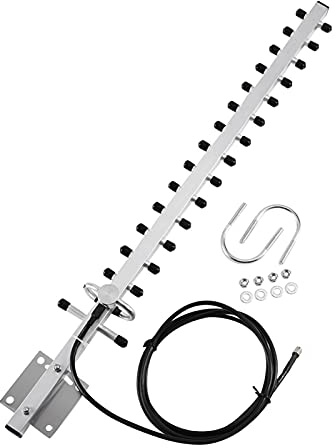 25dBi Högförstärkningsantenn, Riktningsstyrd WiFi-förlängare för Modemroutrar, Utomhusantenn i Aluminiumlegering med 2M Kabel, Silver, RP-SMA, Enkel Installation, Vertikal