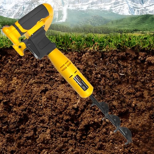 Cordless Electric Post Hole Digger - 30cm Spiral Auger Drill Bit for Gardening, Fences, and Fence Posts - Garden Power Auger Tool for Easy Soil Digging