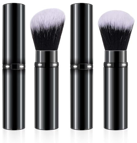 2er Set Puder Pinsel, Rouge Pinsel Puder Profi Make-up mit Stretch-Funktion Kompakt Design für Reise & Alltag Ideal für Powder, Bronzer und Mineral Blush Hygienisch & Leicht zu Reinigen