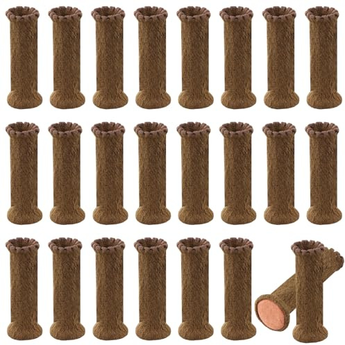 Culinavog 24 Pièces Chaussettes de Chaise en Feutre Tricoté, Chaussette Chaise pour Pieds de Chaise, Chaussettes de Meubles en Tricot, Réduit Le Bruit et Protège Le Sol (Brun)