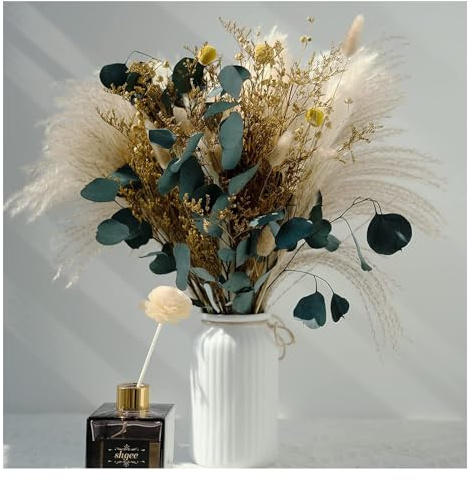 Flores secas de hierba de las Pampas, ramo de flores secas, ramo de flores secas de hierba de las Pampas, ramo de juncos, decoración ideal para salón o dormitorio (HS59)