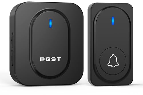 PGST Sonnette sans Fil, Kit de Sonnette à Longue Portée 300m avec 36 Mélodies,5 Niveaux de Volume, Émetteur Étanche et Récepteur à Brancher, Installation Facile pour Maison, Bureau, Appartement