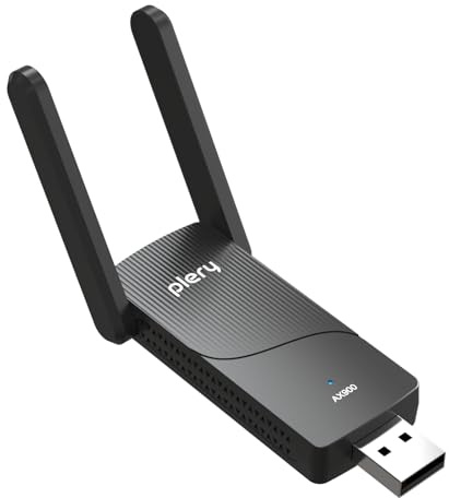 PLERY AX900 Bluetooth Chiavetta WiFi per PC Fisso，Antenna WiFi USB per PC Dual Band 5/2.4Ghz, Chiavetta WiFi Driver Integrato per Windows 10/11, Antenna ad Alto Guadagno, WPA3, Configurazione Semplice
