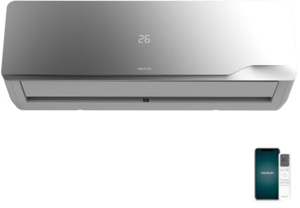 Cecotec Aire Acondicionado Split AirClima 12000 Wind Connected. Inverter, 12000 BTU, Bomba de Calor, 5 Modos, Clase A++; Deshumidificador 21,6 L/día, Pantalla LED, Temporizador 24h, Filtro Lavable