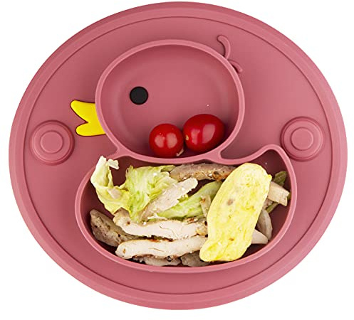 Plato de silicona para bebés, platos divididos para niños pequeños, autoalimentación, microondas y lavavajillas