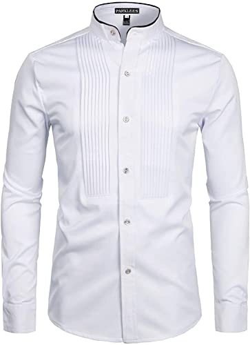 PARKLEES Camicie da uomo slim fit a maniche lunghe per balli studenteschi