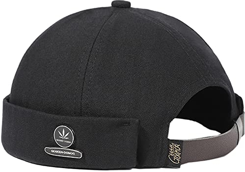 Docker Cap Seemannsmütze Docker Mütze Trawler Fischer Mütze Ohne Schirm Rollmütze Watch Cap Commando Work Beanie Corduroy Docker Leon Brimless Hat Rolled Cuff Harbour Hat (Ahornblatt - Schwarz)