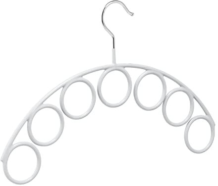 Relaxdays 3 x Schalhalter, gummiert, rutschfest, je 7 Ringe für Schals & Tücher, Schalbügel HxB 24,5 x 38 cm, Ø 5 cm, hellgrau