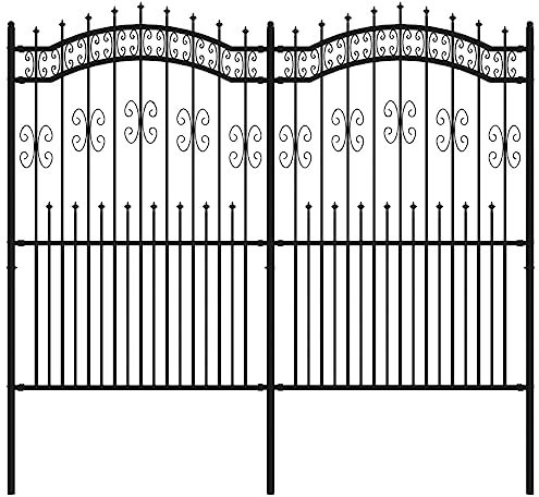 vidaXL Gartenzaun, Metallzaun mit Speerspitzen, Dekorative Zaunelemente Hundezaun Landschaft Zaun, Zaun für Hof Terrasse, Schwarz Stahl