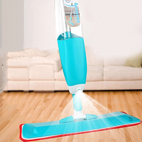 Spray Mop, Scopa Lavapavimenti a Spruzzo, Mocio in Microfibra con Spruzzatore Acqua, con Flacone Ricaricabile da 500 ml (blu)
