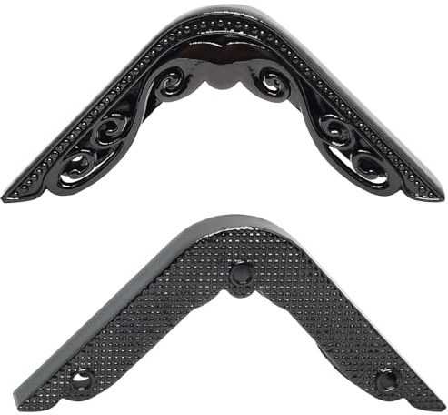 4pcs Black Metal Book Corner Decorative Protector,Triangle Carved Decorative Angle,(50X8MM) 1.9''Wx0.3''H