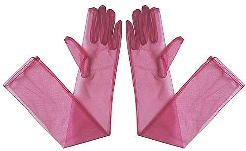 Guantes de boda transparentes largos, 1 par de guantes de tul transparentes hasta el codo para Halloween, guantes de tul para novia, guantes de fiesta de Halloween, borgoña, Schnüffeln