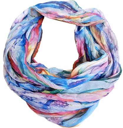 J26 Streifen Seide Glitzer Gold Fäden Sommer Frühling Loop Verlauf Regenbogen Rainbow Silk Uni Rundschal Schlauchschal Stola Schal leicht (Verlauf Regenbogen#)