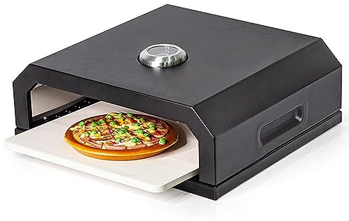 Utomhus BBQ pizzaugn – 12 bärbar vedeldad ugn med termometer för camping och hemmabruk – passar kol/elektrisk/gasugnar