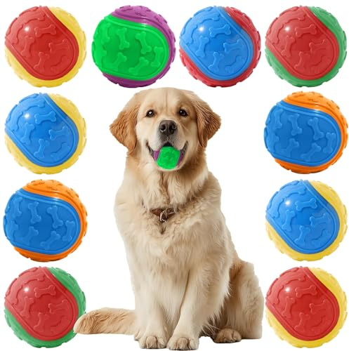 LIVORRA 10PCS Dog Balls, Squeaky Rubber Balls for Pets, Interactive Dog Ball for Pet, Teeth Cleaning Puppy Chew Toys