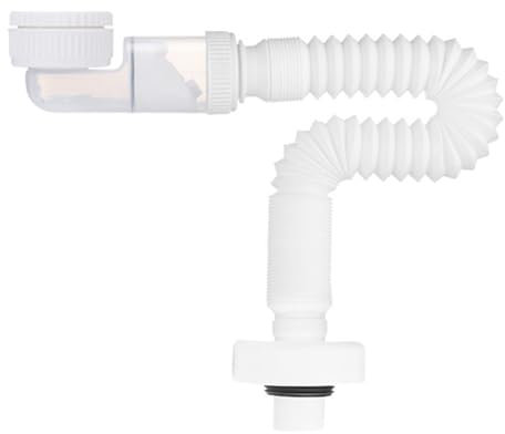 HUAREW 1 1/4 Zoll Siphon, Einstellbarer Siphon Waschbecken, 360° Einstellbarer Siphon Waschbecken, Abflussrohr mit Geruchsverschluss(Weiß)