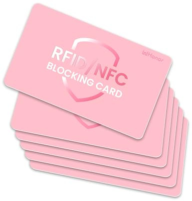 WHonor RFID Blocking Card, Anti-Theft Credit & Debit Card Protector, Pink | Ultra Thin, 6 Pack, Contactless NFC Blocker, Wallet Shield, Purse Protection, Premium PVC, Waterproof & Scratch-Resistant