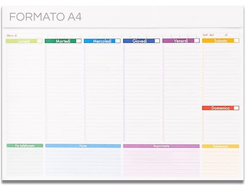 Planner hebdomadaire de table sans date Format A4-52 feuilles - Planning hebdomadaire de table 2026 pour équipe familiale maison ou bureau