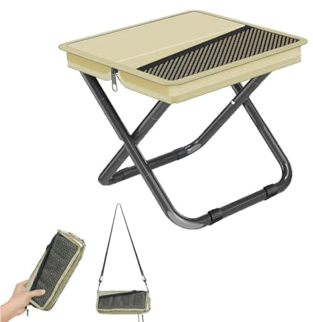 2-in-1 Collapsible Camping Stool & Sling Bag / 220LB Load Capacity Folding Portable Fishing Stool/Collapsible Stool for Camping, Hiking, Fishing, Gardening & Beach Outdoor Activities