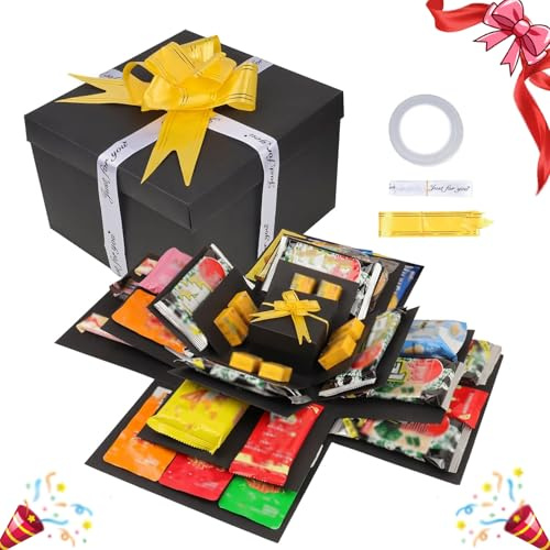 diy explosion boîte à 5 étages,boite cadeau creative, boîte surprise explosion diy mémoire box,coffret cadeau explosion papillon rose,surprise gift box,boîte cadeau surprise-B