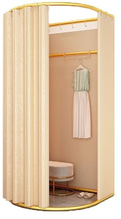 Bärbart mobilt omklädningsrum, vikbar, omklädningsbänk för klädbutiker och shopping, beige, 85 x 80 cm - perfekt för evenemang och utomhusbruk