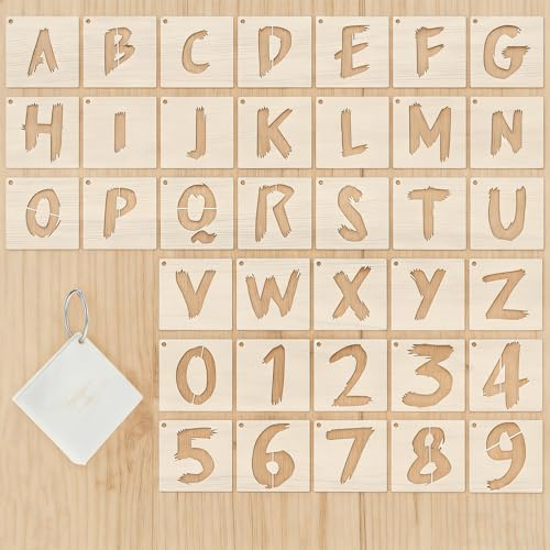 36PCS Large Letter Stencils, 2 Inch Reusable Cursive Stencils for Kids, Alphabet Stamps for Painting, Wallpaper, Crafts, Spray Paint, Calligraphy, Custom Stencil Stuff & DIY Crafts