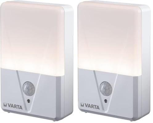 VARTA Nachtlicht mit Bewegungssensor LED inkl. 3x AAA Batterien, Motion Sensor Night Light, einfache Installation: Schraube, Magnet oder 3M-Klebeband, automatische Abschaltung (Packung mit 2)