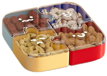 Genérico s Para Bocadillos Para Adultos - Bandeja de 4 Divisiones Desmontable con Diseño Puzzle,De Almacenaje Para Alimentos | Para Hogar Cocina Oficina Picnic Camping Fiesta