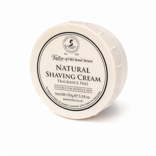 Taylor of Old Bond Street Crema da Barba Natural, Senza Profumo, per Pelli Sensibili, 150g