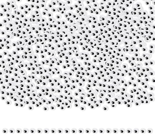 TOAOB 300 Piezas 4mm Ojos Móviles Adhesivos Wiggle Ojos Redondos Negro Plástico para DIY Manualidades Scrapbooking Accesorios