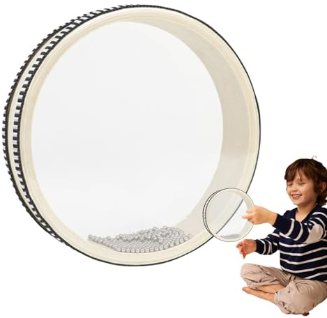Tamburo marino a doppia faccia - Strumento a percussione con suono della pioggia da 30 cm, guscio in legno duro | Strumento musicale per terapia di meditazione rilassante per alleviare lo stress Yoga