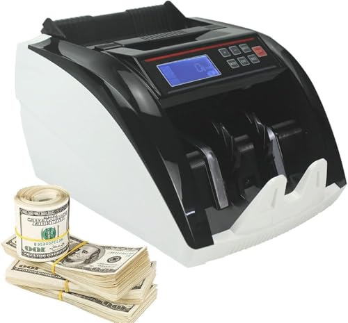 XAWSOP Banknote Counter with Counterfeit Detection, Money Counter Machine Counts 1000 Notes/Min and More, Multi Currency Bill Cash Counting Machine with LED Display,