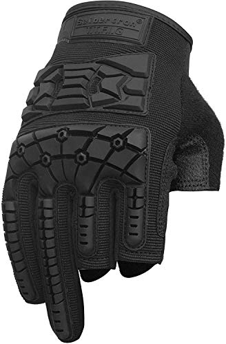 Seibertron T.T.F.I.G 2.0 Men's Tactical Military Gloves Flexible Rubber Knuckle Protective for Combat Hunting Hiking Airsoft Paintball Motorcycle Motorbike Riding Outdoor Gloves Black M