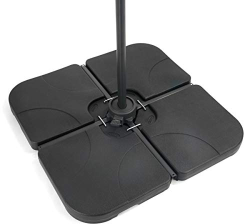 CHRISTOW Cantilever Banana Parasol Base 80kg, Garden Umbrella Weight, Sand Or Water Filled, 4 Piece, Heavy Duty, Weather Resistant