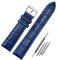 FOUUA Uhrenarmbänder Band Echtes Leder Armband Alligator Geprägte Ersatzarmbänder Armband,Blau-silber,21mm