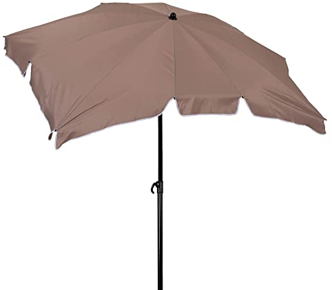 acamp Sonnenschirm rechteckig 180x130 cm Solaris | Made in EU | Sonnenschutzfaktor (UPF) 50+ | Stahlrohr-Gestell wetterfest | Bezug wasserabweisend | Terrassenschirm mit Knick-Gelenk | Mocca-Braun