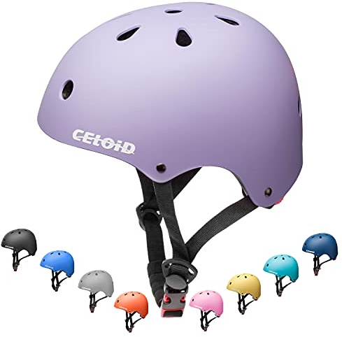 CELOID Kids Bike Helmet,Youth Skateboard Helmets for Ages 8-10-14 Years Boys Girls，Adjustable Multi-Sport Bicycle Skateboarding Football Roller Skating Scooter Rollerblade Balance Bike Helmet,Violet