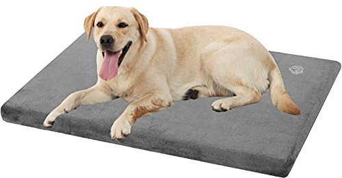 EMPSIGN Hundebett Grosse Hunde Hundekissen waschbar, Hundebett Wasserdicht XL 104x71x7.6cm, Hundekissen passend für Käfige, Hundematte mit Abnehmbarem und waschbarem Bezug für große Hunde, Grau