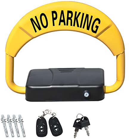 ORIENTOOLS Automatische Parksperre 30 m, Fernbedienung Parkschloss mit 2 Fernbedienungen, privates Auto Parkplatz, intelligente Auto-Parksperre Alarmfunktionen