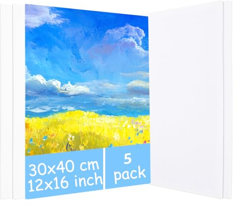 AKOLAFE 5 Stück Leinwand zum Bemalen 30x40 cm Weiß Leinwände zum Malen 3mm Dick Keine Leinwände zum Bemalen mit Keilrahmen Aus Baumwolle Geeignet für Acryl, Ölfarben, Skizze und Aquarell