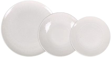 Santa Clara Vajilla Completa 12 Piezas de Porcelana, Incluye 4 Platos Llanos, 4 Platos Hondos y 4 Platos de Postre, Colección Castroverde