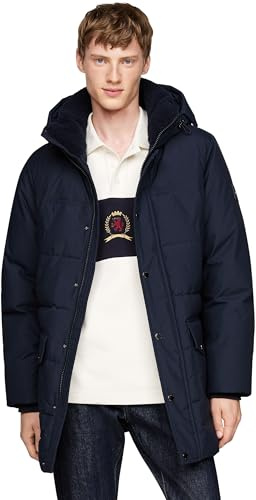 Tommy Hilfiger Abrigo de plumas Hombre Rockie Utility Parka con botonera, Azul (Desert Sky), XL