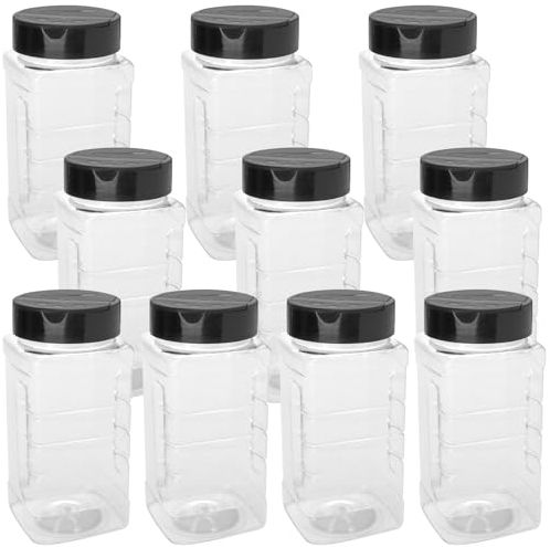 UNGFEI 10 PCS 500ml Plastic Spice Shaker, Clear Empty Seasoning Bottle with Lids for Sugar, Salt, Herbs
