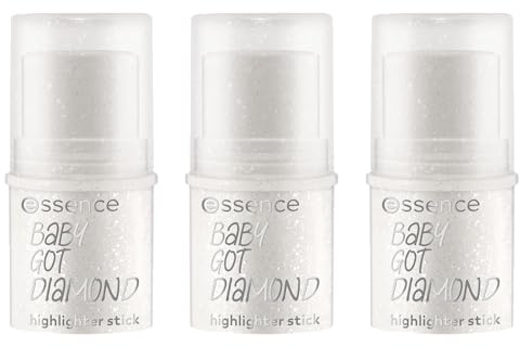Barra de resaltado essence BABY GOT DIAMOND, plateado, brillante, radiante, reluciente, brillante, vegana, sin perfume, sin conservantes, sin parabenos, pack de 3 (3x5.4g)