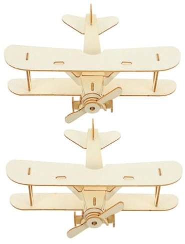 HEALSOPTHY 2pcs Wooden Diy Airplane Model Toys Paintable Plane Puzzles for Boys and Girls Educational Craft Model Glider Airplane Assemble Kit