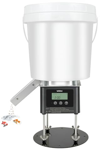 Automatic Fish Feeder for Pond, Brridea Outdoor Pond Feeder with 4L Capacity, Timed Feeding, Anti Clog System, Wildlife - Proof Design & Waterproof Housing