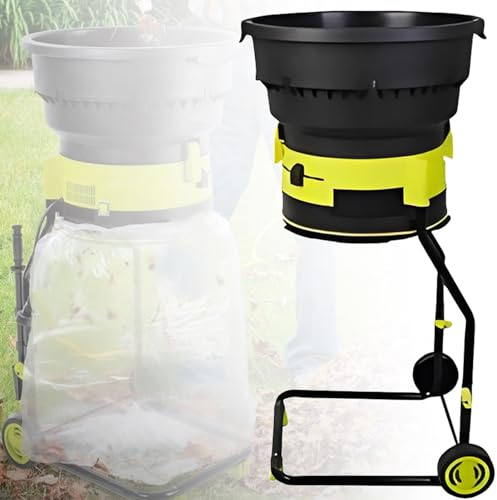 SHENGSHIYU Tritafoglie Elettrico,Grande Apertura Tramoggia,Dimensione Triturazione Regolabile,Potenza 2500w,velocità a Vuoto 8000giri/Min,Tritafoglie da Giardino con Ruote noPowercord