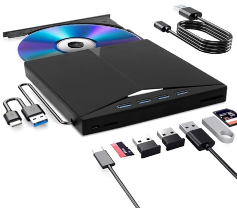 VZIKLER Lecteur Blu-Ray Externe, Lecteur DVD/BD Graveur Blu Ray avec USB 3.0 Type-C Portable Lecteur Blu Ray Externe, 3D CD DVD Graveur Optical Bluray Drive pour PC Windows 11 10 8 7