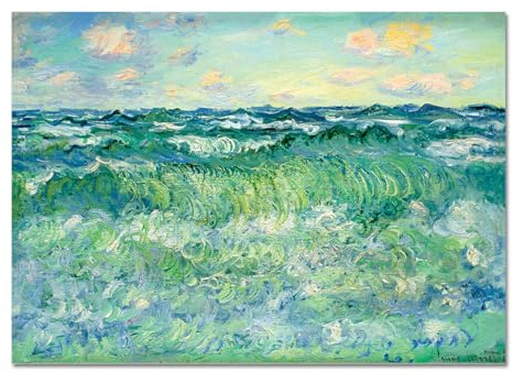 Giallobus - Målning - Claude Monet - Grovt hav - Plexi akrylglas - 70x50 - Redo att hänga - Moderna målningar för hemmet